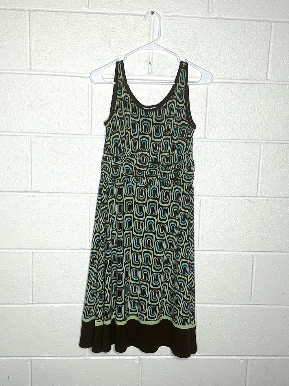< Vintage Studio I Retro Geometric Pattern Midi Dress Size 10 >